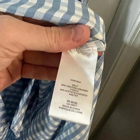 1002 Tibi Viscose Gingham Shirtdress Size XXS Color Blue White - Picture 5 of 6